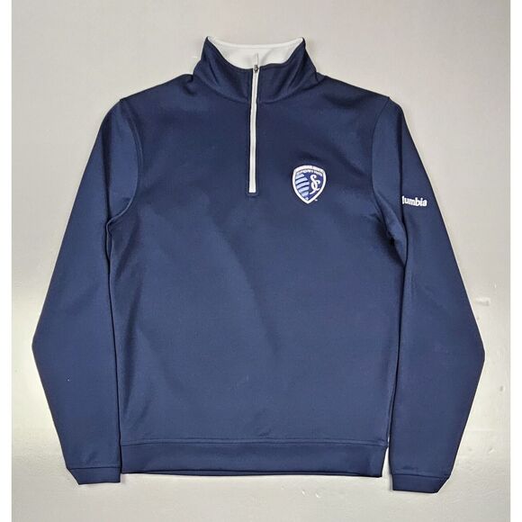 Columbia Sporting Kansas City Soccer Pullover Mens Small. MLS Navy Qt. Zip‎ - Picture 1 of 8